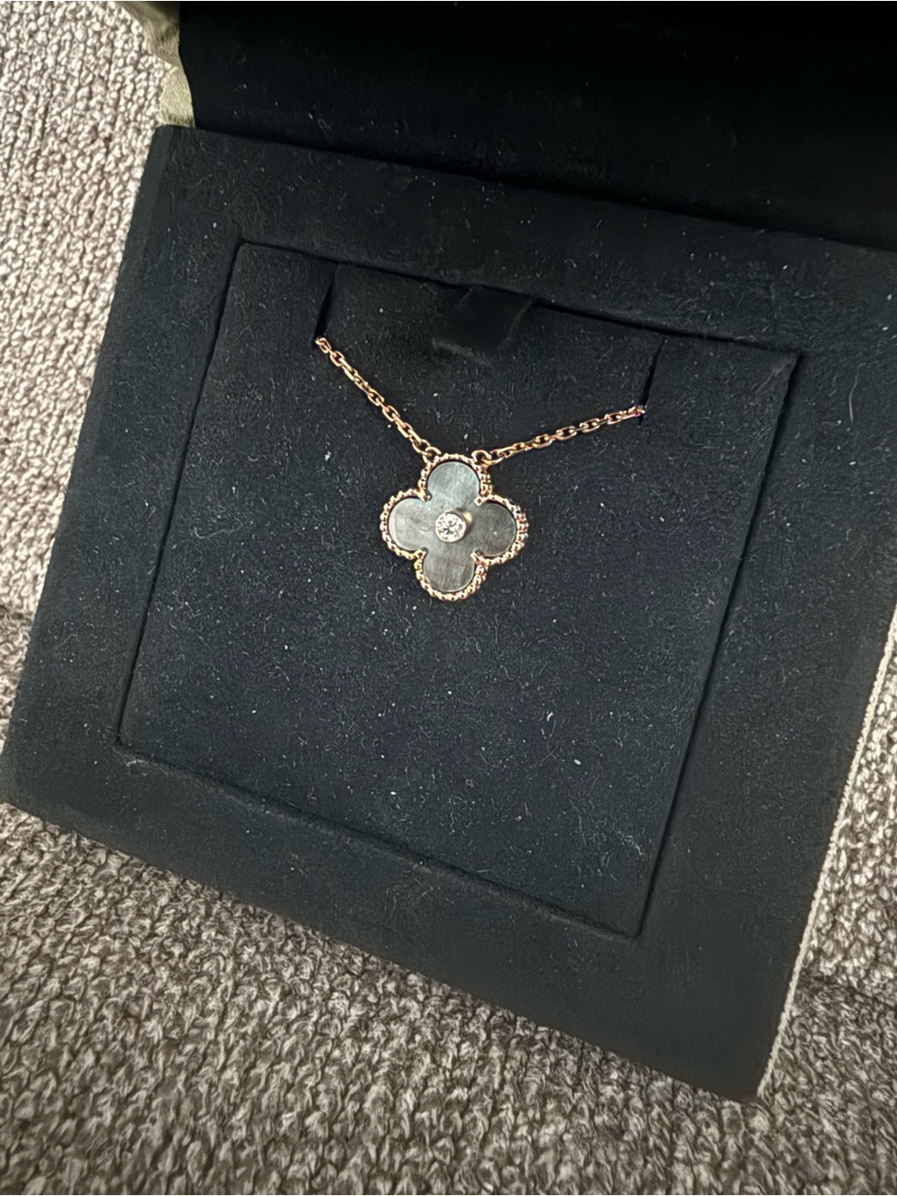 Van Cleef & Arpels Vintage Alhambra Holiday Pendant — Grey Mother-of-Pearl, 18K